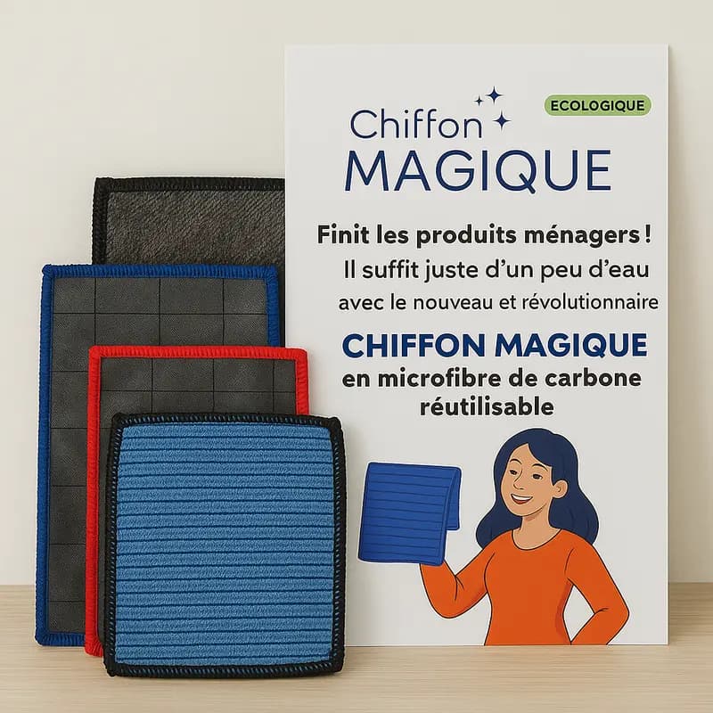 Chiffon Magique - Pack complet en microfibre de carbone réutilisable